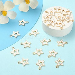 合金エナメルチャーム  スター  ライトゴールド  ホワイト  16x14x2mm  穴：1.6mm  約20個/袋&nbsp;ENAM-YW0003-01A