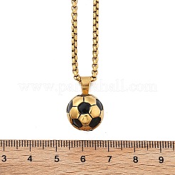201 ステンレススチールペンダントネックレス  エナメルサッカー  ゴールドカラー  23.54インチ（59.8cm）&nbsp;NJEW-H058-02G