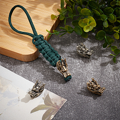 4個2色真鍮ビーズ  ドラゴン  アンティークシルバー＆アンティーク金色  18x26x16mm  穴：6mm  2個/カラー&nbsp;KK-NB0004-29