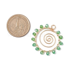 ガラスチャーム  明るい金色の銅線留め具付き  太陽  ミックスカラー  36~38x34.5~36x4mm  穴：3.5mm&nbsp;PALLOY-JF03045