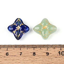 ベーキングペイント透明ガラスビーズ  花  ゴールドライン入り  ミックスカラー  17~18x16~16.5x6.5~7mm  穴：1~1.4mm&nbsp;DGLA-N018-21