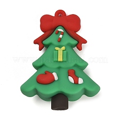 クリスマスPVCビッグペンダント  クリスマスツリー  53x40.5x23mm  穴：2mm&nbsp;KY-D018-01H