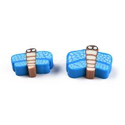 手作り樹脂粘土ビーズ  トンボ  ドジャーブルー  5~8.5x9~11.5x4.5~5mm  穴：1.2~1.6mm&nbsp;CLAY-N010-087B-07