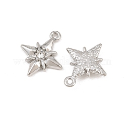 ラインストーン ペンダント付き合金  スターのチャーム  ラックめっき  プラチナ  クリスタル  17.5x15x3.5mm  穴：1.2mm&nbsp;RB-CBA7AC6-03P-02