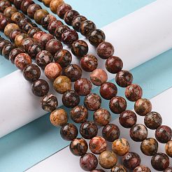 天然ヒョウ肌ジャスパービーズ連売り  ラウンド  8.5mm  穴：1mm  約45~47個/連  15インチ（39cm）&nbsp;G-J358-05-8mm