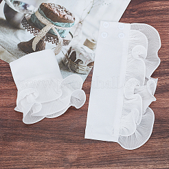 2本シフォン指なしオーバースリーブ  女性のためのプラスチックボタン付きレースコードリストバンド  ホワイト  内径：2~2-3/8インチ（5.2~6cm）&nbsp;AJEW-WH0248-45A