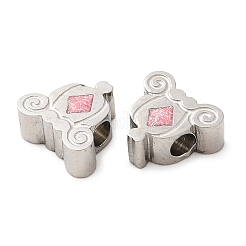 304ステンレススチールビーズ  エナメル  カボチャのカート  ステンレス鋼色  7x7.5x3.3mm  穴：1.9mm&nbsp;STAS-E040-06P