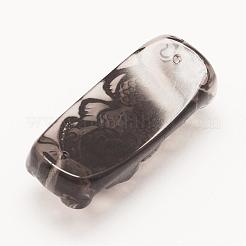 刻まれた天然な黒曜石のリンクコネクター  パイ秀  38x16x13mm  穴：2mm&nbsp;G-G660-63