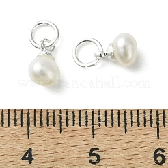 天然養殖淡水パールペンダント  304ステンレススチールループ付きポテトチャーム  乳白色  銀  7~8x4~5mm  丸カン：5x0.8ミリ  内径：3mm&nbsp;PALLOY-JF05298-01