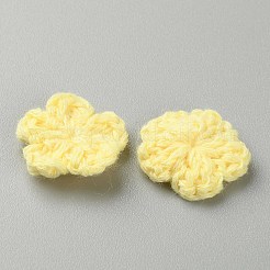 桃の花手作りかぎ針編み綿飾りアクセサリー  diyの裁縫工芸品の装飾用  きいろ  16~17x16~17x2~2.5mm&nbsp;AJEW-WH0326-53K