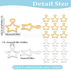 300 個のチベットスタイル合金チャーム  スター  ミックスカラー  12~14x10x2mm  穴：1.5~2mm&nbsp;TIBE-LP0001-10