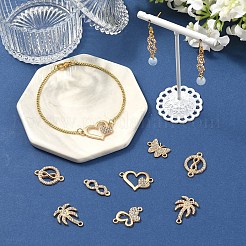 18個 6スタイル 合金 クリスタル ラインストーン リンク コネクター チャーム  蝶のハートの無限大  混合図形  ゴールドカラー  13~23x8~25x1.8~2.5mm  穴：1.5~1.8mm  3個/スタイル&nbsp;ALRI-YW0001-40
