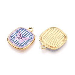 プリントスタイルの304ステンレススチールスクエアペンダント  イオンプレーティング（ip）  18KGP本金メッキ  蝶  21x18x2mm  穴：1.8~2mm&nbsp;STAS-T071-25C-G