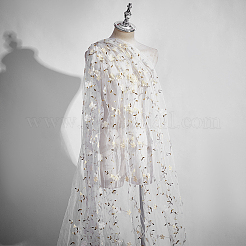 ポリエステル刺繍メッシュ生地  花柄  ホワイト  1500x0.1mm  5ヤード/個&nbsp;DIY-WH0622-616B