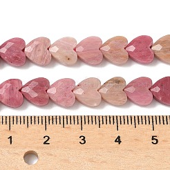 天然石ロードナイトビーズ連売り  ハート  多面カット  8x8x3.5~4mm  穴：0.7mm  約25個/連  7.09''（18センチメートル）&nbsp;G-D316-B06