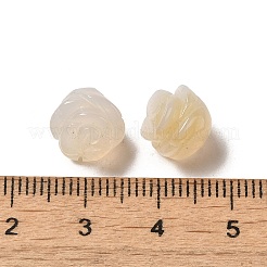 天然グレーアゲート彫刻花散らしビーズ  ローズ  8.5~10x10x10.5mm  穴：1mm&nbsp;G-O156-B-35