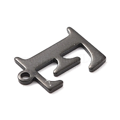 304ステンレススチールチャーム  レーザー切断  アルファベット  電気泳動黒  文字.e  12x9x0.8mm  穴：1mm&nbsp;STAS-H112-E-EB