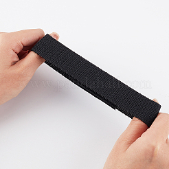 ポリエステル製の伸縮性のあるフックとループストラップ付きナイロン100個  ブラック  300x25x2.5~4.5mm&nbsp;DIY-CN0004-65