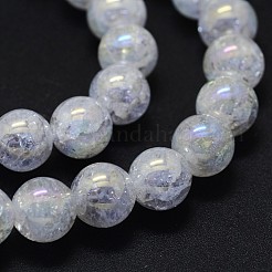 電気メッキ天然クラックル水晶ビーズ連売り  ラウンド  12mm  穴：1mm  約32個/連  15.7インチ&nbsp;G-K285-08-12mm