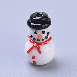 手作りランプワークビーズ  漫画のクリスマス雪だるま  ホワイト  21.2x12.2x11mm  穴：1.4mm&nbsp;LAMP-I020-19