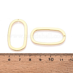 真鍮チャーム  ニッケルフリー  オーバル  中空  18KGP本金メッキ  35x19x0.7mm  穴：1.2mm&nbsp;KK-T077-10G