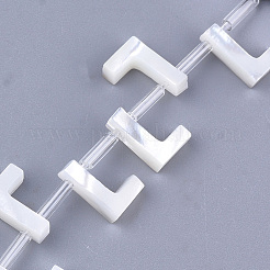 天然石シーシェルビーズ  パールシェルのホワイトシェルマザー  トップドリルビーズ  文字L  10x2.5~11.5x3mm  穴：0.8mm&nbsp;SHEL-T012-60L
