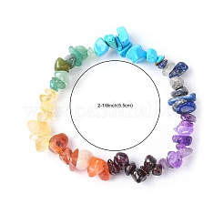 チャクラの宝石のストレッチブレスレット  水晶の線付き  内径：2-1/8インチ（5.5cm）&nbsp;X-BJEW-JB02288-02