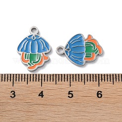 304ステンレスペンダント  エナメル  クラゲチャーム  ステンレス鋼色  16.5x12x1.5mm  穴：1.8mm&nbsp;STAS-C083-11P-01