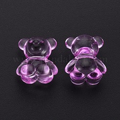 透明なアクリルビーズ  水平穴  クマ  スミレ  18.5x15.5x11mm  穴：2.5mm  約320個/500g&nbsp;MACR-S373-80-B01
