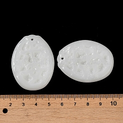 ガラスチャーム  天然石風  楕円形のチャーム  ホワイト  45x34x6mm  穴：1.8mm&nbsp;GLAA-B017-12A
