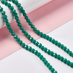 ファセット(32面)ガラスビーズ連売り  ラウンド  ライトシーグリーン  6x5.5mm  穴：1.2mm  約95個/連  22.24''（56.5センチメートル）&nbsp;LS-EGLA-J042-36B-11