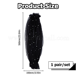 女性用ポリエステルレースオーバースリーブ1組  ABSの模造パールと  ブラック  560x100x6mm&nbsp;AJEW-HS0001-20