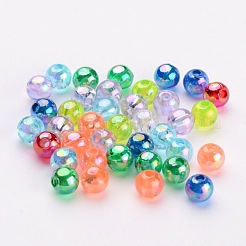 環境に優しい透明アクリルビーズ  ラウンド  ABカラー  ミックスカラー  3mm  穴：1.2mm  約42000~4500個/500g&nbsp;PL730M