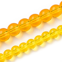 透明ガラスビーズ連売り  ラウンド  ゴールド  6~6.5mm  穴：1.4mm  約67~70個/連  14.76インチ〜15.16インチ（37.5~38.5cm）&nbsp;X-GLAA-T032-T6mm-11