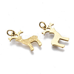 304ステンレスペンダント  丸カン付き  クリスマスのために  クリスマスのトナカイ/クワガタ  14KGP本金メッキ  15.5x12x1mm  丸カン：3.8x0.6ミリ  2.6mm内径&nbsp;STAS-S116-396G