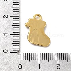 304ステンレススチールラインストーンペンダント  エナメルスタイル  イオンプレーティング（ip）  18KGP本金メッキ  クリスマスソックス  17x15x2.5mm  穴：2mm&nbsp;STAS-P427-04B-G
