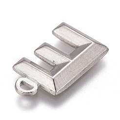 変色しにくい304ステンレススチールペンダント  アルファベット  文字.e  16x9.5x2mm  穴：2x1mm&nbsp;STAS-H119-01P-E