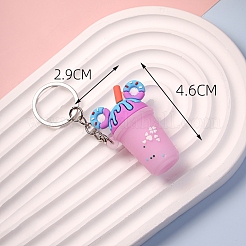 ミルクティー PVC バッグ キーホルダー  バックパック吊り下げ装飾  パールピンク  46x29mm&nbsp;PW-WG2786B-02