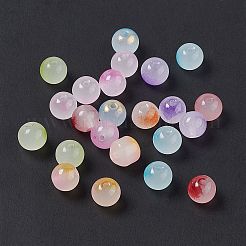 ガラス模造翡翠ビーズ  ラウンド  ミックスカラー  8x7.5mm  穴：1.5mm&nbsp;X-GLAA-P029-03A