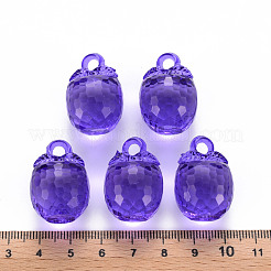 秋のテーマ透明アクリル ペンダント  多面カット  3d柿  紫色のメディア  27.5x19.5mm  穴：4mm  約95個/500g&nbsp;TACR-T024-04B-936