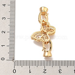 真鍮製マイクロペーブクリアキュービックジルコニアの留め金  ニッケルフリー  蝶  透明  36x15.5x7mm  穴：4mm&nbsp;KK-U037-11G-02