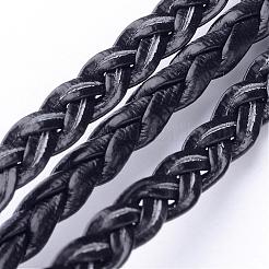 編み込み模造レザーコード  ヘリンボーンブレスレットパーツ  ブラック  5x2mm&nbsp;X-LC-S002-5mm-02