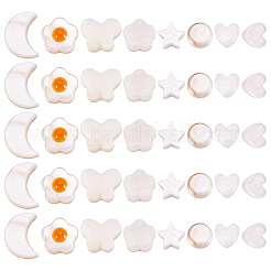 160 個 8 スタイル天然淡水シェル ビーズ 連売り  蝶/ハート/月  乳白色  6~11x6~9x1~4.5mm  穴：0.8~1mm  20個/スタイル&nbsp;SHEL-TA0001-08