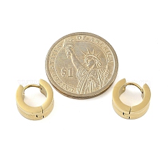 304ステンレススチール製女性用フープピアス  316サージカルステンレススチール製耳ピン付き  イオンプレーティング（ip）  リング  ゴールドカラー  13x7mm&nbsp;EJEW-C096-39G