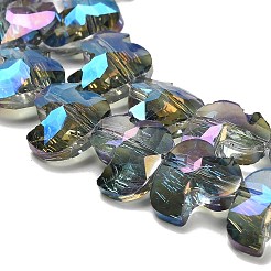 電気メッキガラスビーズセット  アヒル  多面カット  スチールブルー  9x10x5mm  穴：0.9mm  約50個/連  17.72''（45センチメートル）&nbsp;EGLA-P066-03A-FR03