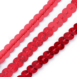 環境に優しいプラスチックスパンコールビーズ  スパンコールビーズ  装飾アクセサリー  フラットラウンド  レッド  6mm  約5m /ロール&nbsp;PVC-Q092-6mm-P50103