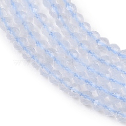 ナチュラルブルーカルセドニービーズ  ラウンド  多面カット  3mm  穴：0.6mm  約131~134個/連  15.35''~15.55''（39~39.5センチメートル）&nbsp;G-P618-3mm-02