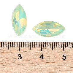 ガラスカボション  多面カット  馬の目  芝生の緑  15x7x3.5mm  42個/セット&nbsp;GLAA-N0028-09C