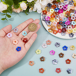 グラデーションカラー透明アクリルビーズ200個  中央掘削  花  ミックスカラー  14x14.5x4mm  穴：1.6mm&nbsp;OACR-DC0001-49