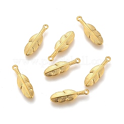304ステンレスペンダント  葉  ゴールドカラー  17x5x2mm  穴：1mm&nbsp;STAS-K213-05G